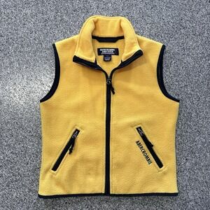 Abercrombie & Fitch Vest Womens M Vintage Y2K Yellow Fleece Full Zip